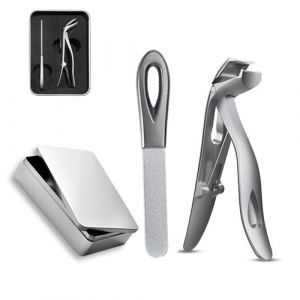 Coupe-ongles avec grande ouverture - En acier inoxydable - T&ecirc;te coud&eacute;e - Avec lime &agrave; ongles - Facile &agrave; utiliser - Pour adultes (ZLwneh, neuf)