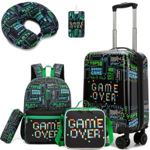 HTgroce Valise Enfant 16" et Sac &agrave; Dos, Bagage &agrave; Main pour Enfants Gar&ccedil;on, Cabine Enfant, Valise Enfant Roulette avec 4 Roues Pivotante &agrave; 360&deg; Bagages Enfant (Lldaily EUR, neuf)