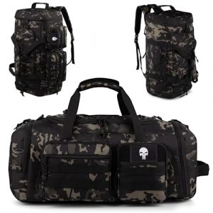 Sac de Sport Tactique pour Homme 70L, Grand Sac 3 en 3 avec Compartiment &agrave; Chaussures et Poche Humide. Sac &agrave; Dos de Voyage r&eacute;sistant &agrave; l'eau, id&eacute;al pour Le Fitness, Les Voyages et Les Courts s&eacute;jours (Bunnychic, neuf)