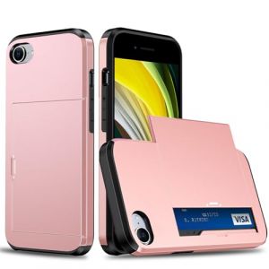 Beajew Coque Portefeuille pour iPhone 6 Plus/iPhone 6s Plus avec Porte-Cartes, &Eacute;tui de Protection T&eacute;l&eacute;phone Double Couche Antichoc, Fente Cach&eacute;e Coulissante, TPU+PC Housse Portefeuille - Or Rose (KSTFMY, neuf)