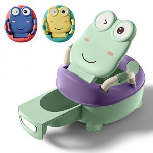 Froadp Pot B&eacute;b&eacute; de 0 &agrave; 6 ans Pots d'entra&icirc;nement pour Enfants avec PU Si&egrave;ges de Toilettes & Potty de Chambre Extensible Toilette Trainer Portable Forme de Grenouille Couvercle (48.5cm, Vert) (CHIC Shop, neuf)