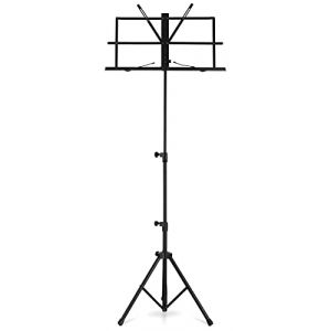 Pupitre Classic Cantabile “Easy” avec sac, nouvelle mécanique pour ouverture facile, hauteur réglable 45-118 cm, 1,2 kg, pinces à partitions, adapté aux enfants, noir. (Maison de la musique Kirstein, neuf)