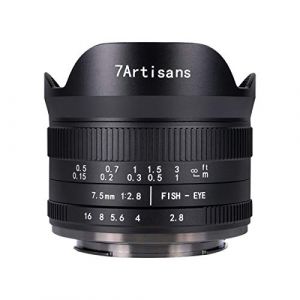 7Artisans Fuji 7.5mm F2.8 II Objetivo Para c&aacute;mara r&eacute;flex APS-C Fisheye pour Longitud Focal fija (Fuji X-A1, X-A2, X-at, X-M1, XM2, X-T1, X-T2, X-T10, X-Pro1, X- E1, X-E2),Negro (Happy Star EU, neuf)