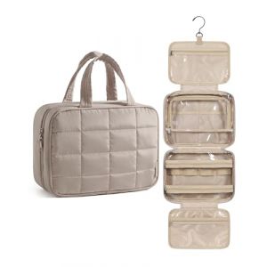 BAGSMART Trousse de toilette de voyage pour femme - &Agrave; suspendre - Sac de toilette &agrave; suspendre - Trousse de maquillage volumineuse - Accessoire de voyage, marron (HZJZ FR, neuf)