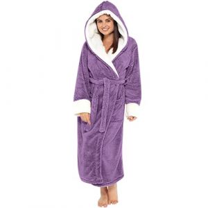 Peignoir De Bain Femme Unisexe Eponge Capuche Automne Hiver Peignoir avec Capuche Chaude Peignoir Moelleux Éponge Douce Coton Eponge Vêtements De Détente Robe De Chambre Une Pièce (Blingko, neuf)