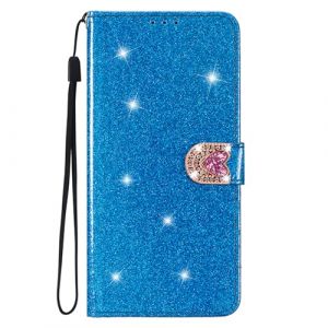 BLOTECH Portefeuille Flip Case pour Honor 90 Lite,Coque en Cuir Glitter Etui Flip &agrave; Rabat Clapet Glitter Paillette Cover Housse Antichoc Portefeuille Cuir PU Housse pour Honor 90 Lite - Blue (Bolong, neuf)