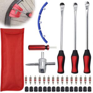 GOMETY Lot de 39 Outil Levier De Pneu, D&eacute;monte Pneu Moto, Outil Levier D&eacute;monte Pneu Manuel, Outil de Montage de Pneus avec 3 Jantes Protecteurs Roue pour Jante V&eacute;Lo Scooter &eacute;Lectrique (EverTre, neuf)