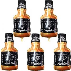 Feelairy Décoration de Ballon Whisky Bière, 5 Pièces Géant Bouteille de Champagne et Verre de Vin en Hélium pour Mariage, Fête et Anniversaire (Feelairy, neuf)