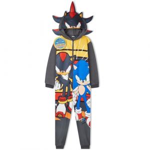 Get Trend Sonic The Hedgehog Combinaison Pyjama Gar&ccedil;on Hiver, Grenouill&egrave;re Polaire Chaude avec ou sans Capuche, Cadeau Gamer (9-10 Ans, Multi Shadow) (Get Trend., neuf)
