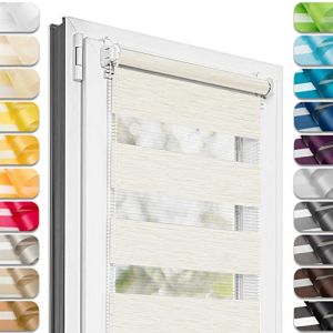 Estika Store Enrouleur Jour Nuit sans perçage - Crème - 45 x 220 cm - Store à enroulement, Double Tissu, pour fenêtres intérieures, Protection Contre Le Soleil (Estika, neuf)