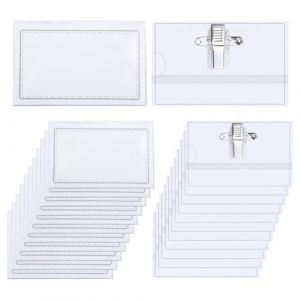24 Pièces Porte-Badge, Étanche Badge Plastique Horizontal avec Clip et Épingle, 90 x 56 mm Transparent Résistant Porte Badge, pour Badge Infirmière, Écoles, Entreprises, Conférences et Visiteurs (zhangyongjian g, neuf)