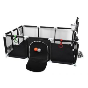 OHMG Parc Bebe, Avec 2 Anneaux Pour B&eacute;b&eacute;+Balles,Parc Bebe Pliable Parc Pour B&eacute;b&eacute; Grande Avec Filet Respirant Et Fermeture &eacute;clair,Int&eacute;rieur&Ext&eacute;rieur,Basketball Rack (Noir-180 * 120 * 66cm) (jusiZL, neuf)