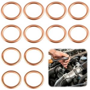 Joint Vidange Voiture, 12 Pcs Joint Bouchon Cuivre Vidange 7703062062 11137546275 16430 31338 7546275 4404724, Compatible avec un Grand Nombre de V&eacute;hicules et de Moteurs (16 x 22 x 2mm) (TuXingMeiLing, neuf)