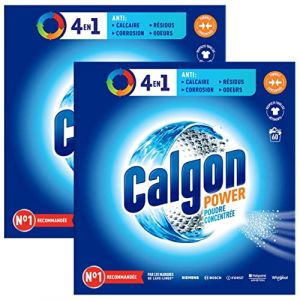 CALGON Lot de 2 Poudres 4en1 Anticalcaire Nettoyant pour Lave-linge - 60 doses - 1,5kg (Stock Bureau Maison Bien-être, neuf)