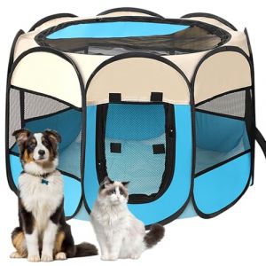 Lighterday Cage de Chiens Portable,Cagede Chien Pliant Cat Stand,Cage deChien en Tissu Oxford Imperm&eacute;ableCage de chatCage,Chien,Lapin(Bleu et Blanc,S,8) (zhengzhouyingzhidianzishangwuyouxiangongsi, neuf)
