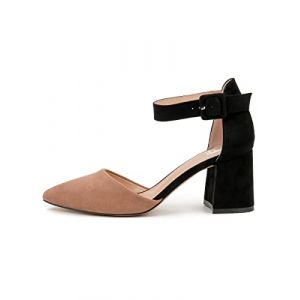 Rio Fiore Escarpins, Escarpins &agrave; Talons, Chaussures &agrave; Bride Cheville, Gris/Beige, 7 cm Talon Bloc, Textile, Femme Escarpins, H1877-A0142-22 (Beige/Gray, 38 EU) (United Brands, GmbH, neuf)