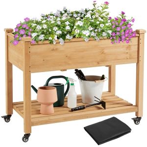 Yaheetech Carr&eacute; &agrave; Plantes en Bois Carr&eacute; Potager sur Pieds avec roulettes Lit de Jardin Sur&eacute;lev&eacute; Erconomique en Bois pour Int&eacute;rieur Ext&eacute;rieur 105,5 x 83.5 x 56,5 cm (Yahee365, neuf)