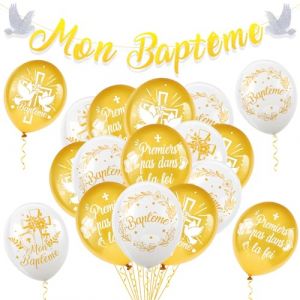 HOWAF Decoration Bapteme Garcon Fille, Ballon Bapteme Banderole Bapteme Guirlande Bapteme Mon Baptême Bannière, pour Cadeau Bapteme, Deco Bapteme, Décoration Baptême, Décoration Baby Shower (Lipmok-eu, neuf)