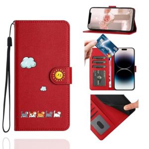 Jeffene Coque Portefeuille pour iPhone 7 Plus/iPhone 8 Plus(5,5"),&Eacute;tui &agrave; Rabat Housse en Cuir,Chat Pochette Carte Magn&eacute;tique de Protection Cover Case Antichoc pour iPhone 7 Plus/8 Plus,Rouge (LUKASI, neuf)