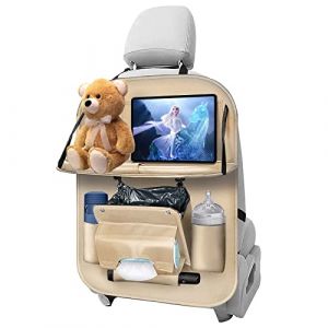hifrom Organisateur de Voiture, Protecteur de Siège Voiture avec Poubelle, Voiture Siege Kick Mats con Support Tablette Pliable, Organisateur Voiture Enfant per Jouets Bouteilles(Beige) (winwin8, neuf)