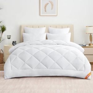 Aisbo Couette 240x260 Tempéré Douceur - Couette 2 Personnes 300g/m² Microfibre Douce, Couette 4 Saison 240 x 260 Matelassée Losangée avec 8 Bandes Pratiques, Entretien Facile (Aisbo EU, neuf)