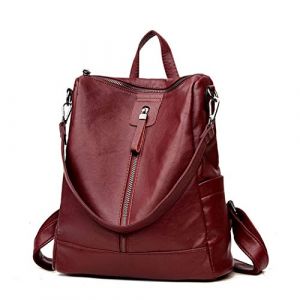 DEERWORD Femme Sac a Dos Sacs à Main Portés Bandouliere Feminin Ados Original PU Cuir 5410 1pc ensemble Rouge Vineux V1 (WUJUNWEI LTD, neuf)