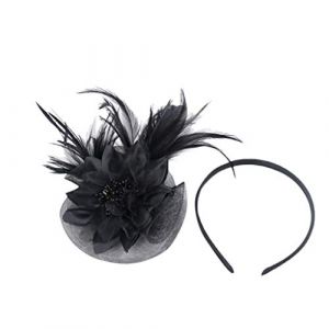 Bibi et chapeaux pour mariage plumes sur un bandeau et une fourchette fleur ruban plumes bandeau tendance élégant en maille fleur bibi bibi chapeaux bibi fête de thé bibi bibi bibi mariage thé fête (fhjvbt, neuf)