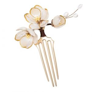 IWOWHERO Peigne &agrave; Cheveux Vintage Style Chinois Motif Fleur de Lotus Accessoire Cheveux Hanfu D&eacute;coratif pour Femmes et Filles Fleur Chinoise &Eacute;l&eacute;gante pour Mariage et Costumes Traditionnels (Langeriy, neuf)