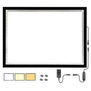 WELZK 10000+ LUX Tablette Lumineuse haute luminosité A2, 3 couleurs tablette lumineuse dessin avec adaptateur UL. 10 niveaux de gradation pour la peinture au diamant, le traçage, le dessin, etc. (WELZK DIRECT, neuf)