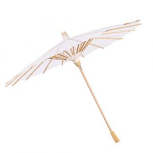 Tyenaza Mini Parasol en papier blanc Diameter Opening 30CM/11.81in; Length 23.5cm/9.25in, parapluie d&eacute;coratif pour mariage, cadeaux de f&ecirc;te, ombre d'&eacute;t&eacute; (Balonta, neuf)