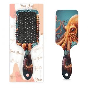 Peigne de massage antistatique à coussin d'air - Brosse à cheveux nautique en forme de pieuvre - Animal océanique - Kraken - Carré - Brosse de massage pour femme et fille (OSAM SPACE, neuf)