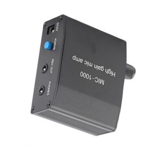 Amplificateur de Microphone, Ampli Audio Micro Haute sensibilité en Alliage D'aluminium, Contrôle de Niveau Automatique ALC D'amplification Portable 1000 Fois pour écouteurs, (Liunuss, neuf)