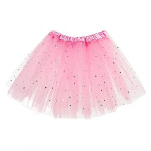 Sibba Sparkle Tutu Jupe de Ballet de Danse 3 Couches en Tulle &Agrave; Paillettes &Eacute;toiles Jeux de R&ocirc;le Anniversaire Princesse Party pour Filles de 2 &Agrave; 7 Ans V&ecirc;tements de Sport D'ext&eacute;rieur Costume Rose (suibo, neuf)