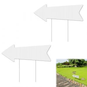 2 Signe De Pieu De Cour Signe De Pelouse Avec Piquet Par Ici, Signe De Pieu Panneau De Signalisation Directionnel Signe Au Sol Extérieur Plastique Blanche Tableau D'écriture (UAB WSVLKE LT, neuf)