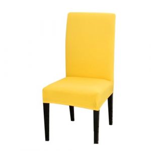 Lot de 2 housses de chaise universelles extensibles pour chaises de salle &agrave; manger - Protection de chaise amovible et lavable - Pour banquet, mariage, f&ecirc;te, h&ocirc;tel, salle &agrave; manger - Jaune A (Wambere, neuf)