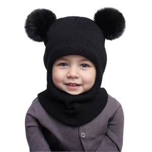 AYPOW Bonnet Cagoule Chaud d'Hiver pour B&eacute;b&eacute; Enfant de 1 &agrave; 6 Ans, Ensemble Chapeau &Eacute;charpe Multifonction Thermique Coupe-Vent pour Filles Gar&ccedil;ons Tout-Petits, Chapeaux Masque Tricot&eacute; Doubl&eacute; en Polaire (nxpoy, neuf)
