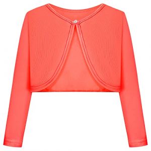 BONNY BILLY Gilet Fille Manches Longues Tricot Court Boléro Cardigan Enfant Fille 3-4 Ans Orange (BONNY BILLY CLOTHING, neuf)