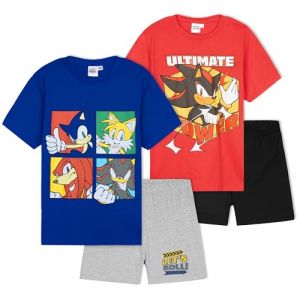 Get Trend Sonic The Hedgehog Pyjama Enfant Garcon Été Ensemble Pyjama Court Lot 2 Vêtement de Nuit Shadow Cadeau Garçon (11-12 Ans, Multi Sonic 2 Pack) (Get Trend., neuf)