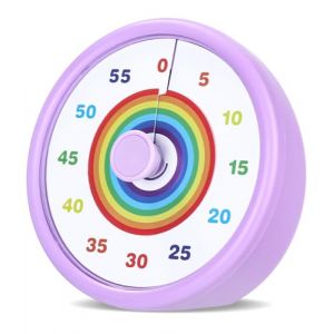 Cexovo Minuteur Visuel Timer 60 Minutes Outil de Gestion du Temps Compte &agrave; Rebours Silencieux, Motif Arc-en-Ciel, pour Enfants et Adultes,Salle de Classe, Devoirs, Cuisine, Bureau, R&eacute;unions (Violet) (ICOL DECORATIVE S.R.L., neuf)