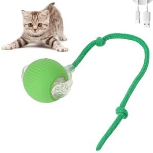 XUNNIU Nouveau Jouet pour Chat/Chien,Jouet Chat interactif,Jouet Chien Indestructible avec Queue, Boule Magique,Smart Roulante,Automatique Balle,avec Chargement USB,Vert (YECAI-EU, neuf)