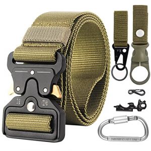 Simpeak Ceinture Homme Tactique, Ceintures de Travail en Nylon Robustes de Style Militaire avec Boucle en Métal à Dégagement Rapide, 3.8x 125 cm Réglable - Kaki (Kirin. EU, neuf)