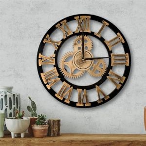 ALEEFOON Vintage Romains Silencieux Horloge Pendule Industriel 3D Silensieuse Horloge de la Maison pour Salon, Salle, Maison Décor (50 CM, Roman Numerals) (Aleenfoon-EU, neuf)