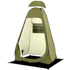 BRIAN & DANY Tente de Douche Pop Up Portable avec Abri Pluie et Fenêtres, Tente de Camping Toilette pour Randonnée, Plage, UPF 50+ et Imperméable, 120 x 120 x 190 cm, Vert Olive (Baco Engineering, neuf)