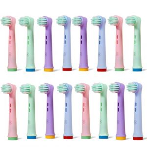 Brossette Compatible Oral B Enfant | OralVista Pack de 16 Têtes de Brosse à Dents Électriques Colorées pour Enfants | Doux pour les Gencives Sensibles | Design Amusant | Facile à Installer et Durable (Kantara Retail, neuf)