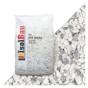 Isolbau Gravier d&eacute;coratif 25 kg &ndash; Gravier de marbre, 4 &agrave; 8 mm, pierres d&eacute;coratives pour jardin, tapis en pierre, graviers d'aquarium, pierres naturelles de jardin, gravier d'&eacute;tang pour l'int&eacute;rieur et (isolbau, neuf)