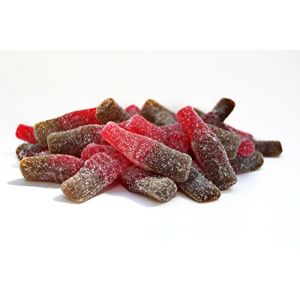 BONBONS BOUTEILLES COLA CERISE ACIDULES noir et rouge pour bar &agrave; bonbons sachet 1kg (SWEET HALAL - BONBONS VEGAN, HALAL, SANS GLUTEN, neuf)