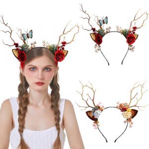 Serre Tete Noel,YouXiaor 2PCS Serre-tête de Renne Bandeau de Noël Cerf Tete Noel Oreilles de Cerf Serre Tete Noel Femme Noel Accessoires Cheveux pour Enfants Adultes Fête Noël (YouXiaor, neuf)