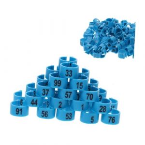 Anneaux de poulet,100 pièces Bagues pour cuisse de poulet,Anneaux de poulet,Bagues de poulet,Cheville de Pigeon Bandeaux pour cuisses de volaille,numéros de 1 à 100 pour marquer les anneaux (bleu) (yangjianghejiaweishangmaoyouxiangongsi, neuf)