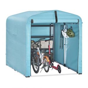SoBuy Abri de Jardin, Cabane de Jardin Exterieur Imperméable, abri Moto avec des Crochets, Garage pour Vélo et Outils, Abri Vélo, Rangement et Stockage, Bleu Clair, 159x219x165 cm, KLS11-L-BL (SoBuy-Shop-FR, neuf)