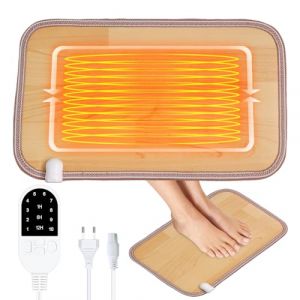 Tapis Chauffant pour Pieds, Afenau 30x50cm Chauffe Pied Electrique avec 10 Niveaux de Chaleur, 3 Minuteries, Tapis Sol Chauffant, Tapis Chauffant &eacute;Lectrique pour Bureau, Salon (Aspect bois) (rui ge motve, neuf)